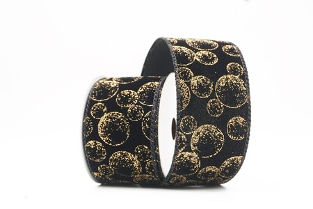 Black Glitter Ornament Orb Wired Ribbon_KW0459GC-53-53